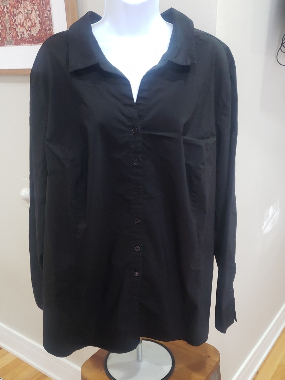 George Women's Black Button-Down Shirt, 4X Size 26-28